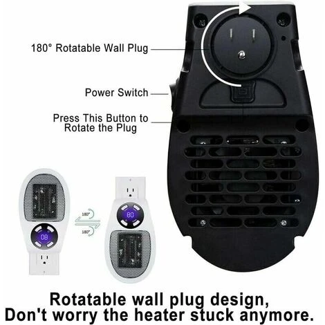 2pièces 500 Watts Chauffage Soufflant Ceramique Mini Chauffage Soufflant Chauffage Dappoint éConomique Portable Chauffage Sur Prise Avec Thermostat Et Minuterie, Pour Bureau, Chambre, Salon (blanche-a 4 2pièces 500 Watts Chauffage Soufflant Ceramique Mini Chauffage Soufflant Chauffage Dappoint éConomique Portable Chauffage Sur Prise Avec Thermostat Et Minuterie, Pour Bureau, Chambre, Salon (blanche-a – Image 4