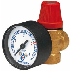 Soupape Sécurité THERMADOR NF 3 Bar-100kW + Manomètre-F 1/2