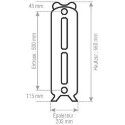Radiateur Fonte Fleuri - Hauteur 660mm - Longueur 76mm - 104 Watt - Epaisseur 203mm - Contenance 2.3L - L266/1 -Atlantic Magasin 10517547 3