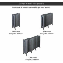 Radiateur Fonte Fleuri - Hauteur 760mm - Longueur 76mm - 121.1 Watt - Epaisseur 203mm - Contenance 2.6L - L276/1 -Atlantic Magasin 10517615 2