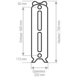 Radiateur Fonte Fleuri - Hauteur 760mm - Longueur 76mm - 121.1 Watt - Epaisseur 203mm - Contenance 2.6L - L276/1 -Atlantic Magasin 10517615 3
