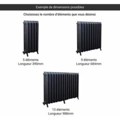 Radiateur Fonte Lisse - Hauteur 760mm - Longueur 78mm - 144 Watt - Epaisseur 250mm - Contenance 2.3L - L376L/1 -Atlantic Magasin 10518188 4