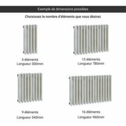 Radiateur Fonte Colonne - Hauteur 600mm - Longueur 60mm - 113 Watt - Epaisseur 144mm - Contenance 0.88L - CN460/1 -Atlantic Magasin 10518551 2