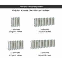 Radiateur Fonte Colonne - Hauteur 295mm - Longueur 60mm - 43 Watt - Epaisseur 144mm - Contenance 0.35L - CN430/1 -Atlantic Magasin 10518991 3