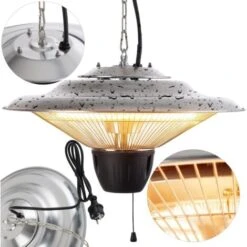 AREBOS Radiateur Plafond Électrique Chauffage Infrarouge 1500 W Chauffage Très Rapide Aluminium