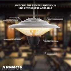 AREBOS Radiateur Plafond Électrique Chauffage Infrarouge 1500 W Chauffage Très Rapide Aluminium -Atlantic Magasin 10748085 3