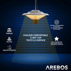 AREBOS Radiateur Plafond Électrique Chauffage Infrarouge 1500 W Chauffage Très Rapide Aluminium -Atlantic Magasin 10748085 5