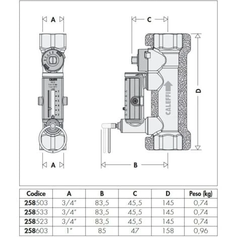 Vanne D'équilibrage Avec Débitmètre Pour Installations Solaires Caleffi 258 3/4 7+28 2 Vanne D'équilibrage Avec Débitmètre Pour Installations Solaires Caleffi 258 3/4 7+28 – Image 2