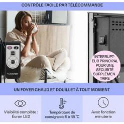 Bornholm Radiateur à Convection 2000 W Menu LCD 2 Niveaux De Chauffage Noir -Atlantic Magasin 12990958 3