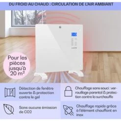 Norderney Chauffage à Convection Thermostat Minuterie 1000W - Blanc 8 Norderney Chauffage à Convection Thermostat Minuterie 1000W - Blanc -Atlantic Magasin 12991478 4