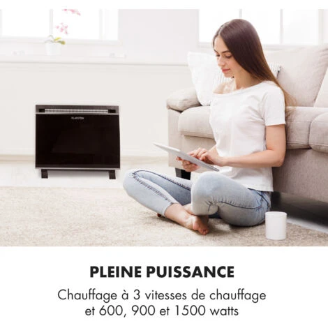 Gotland Radiateur Convecteur En Verre 600W 900W 1500W - Noir 2 Gotland Radiateur Convecteur En Verre 600W 900W 1500W - Noir – Image 2