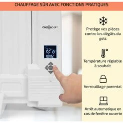 Wallander Radiateur à Bain D'huile Chauffage 600W écran LED - Blanc -Atlantic Magasin 12991581 4