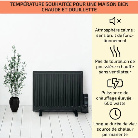 Wallander Radiateur à Bain D'huile Ultra Plat 600W Thermostat - Noir 2 Wallander Radiateur à Bain D'huile Ultra Plat 600W Thermostat - Noir – Image 2