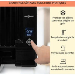 Wallander Radiateur à Bain D'huile Ultra Plat 600W Thermostat - Noir 8 Wallander Radiateur à Bain D'huile Ultra Plat 600W Thermostat - Noir -Atlantic Magasin 12991583 4