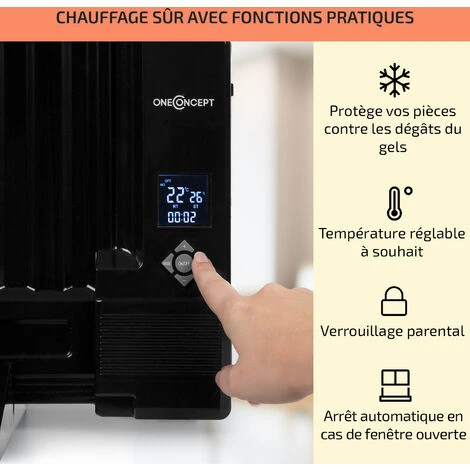 Wallander Radiateur à Bain D'huile Ultra Plat 600W Thermostat - Noir 4 Wallander Radiateur à Bain D'huile Ultra Plat 600W Thermostat - Noir – Image 4