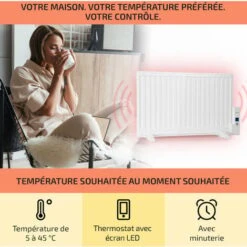 Wallander Radiateur à Bain D'huile Ultra Plat 800W Thermostat - Blanc -Atlantic Magasin 12991585 3