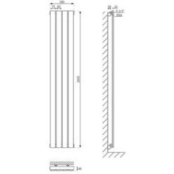 Radiateur Design Delta - Vertical Blanc 160 Cm X 28 Cm X 4.6 Cm 588 Watts -Atlantic Magasin 1321075 5