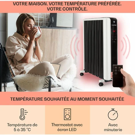Thermaxx 2500 Radiateur à Bain D'huile 2500W 5-35°C - Noir & Blanc 3 Thermaxx 2500 Radiateur à Bain D'huile 2500W 5-35°C - Noir & Blanc – Image 3