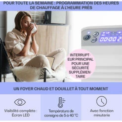 Hot Spot Slimcurve Chauffage 80x40 Cm 40 M² 2000 W 5-40 °C IP24 Blanc -Atlantic Magasin 14195441 3