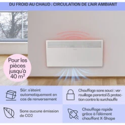 Hot Spot Slimcurve Chauffage 80x40 Cm 40 M² 2000 W 5-40 °C IP24 Blanc -Atlantic Magasin 14195441 4