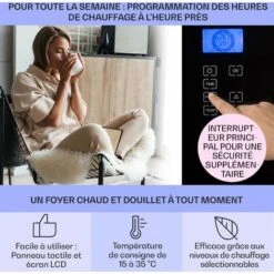 Norderney Chauffage à Convection Thermostat Minuterie 1000W 20 M² Noir -Atlantic Magasin 14238905 3