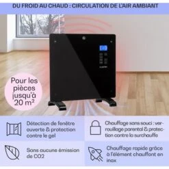 Norderney Chauffage à Convection Thermostat Minuterie 1000W 20 M² Noir -Atlantic Magasin 14238905 4