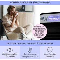 Hot Spot Slimcurve Chauffage 80x40 Cm 40 M² 2000 W 5-40 °C IP24 Noir 7 Hot Spot Slimcurve Chauffage 80x40 Cm 40 M² 2000 W 5-40 °C IP24 Noir -Atlantic Magasin 14238909 3