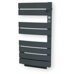 Carrera Radiateur Seche-serviette Gris Anthracite 750W + Soufflerie 1000W (1750W) - Lames Plates Ouverture Laterale