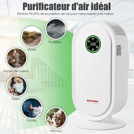COSTWAY Purificateur D'air Avec Filtre De Rechange En HEPA Et Charbon Actif,Système De Capteur Intelligent Jusqu'à 40m²pour Eliminer Pollen 4 COSTWAY Purificateur D'air Avec Filtre De Rechange En HEPA Et Charbon Actif,Système De Capteur Intelligent Jusqu'à 40m²pour Eliminer Pollen – Image 4