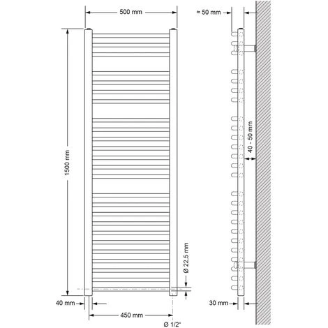 Radiateur Sèche-serviettes ECD Germany Modèle Sahara X 1 500 Mm 500 Bent Blanc Avec Connexion Côté Support De Serviette 2 Radiateur Sèche-serviettes ECD Germany Modèle Sahara X 1 500 Mm 500 Bent Blanc Avec Connexion Côté Support De Serviette – Image 2
