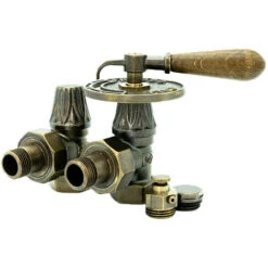 Kit Vanne Manuelle Avec Poignée Bois Pour Radiateur Fonte