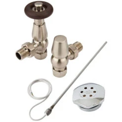 Hudson Reed Windsor - Radiateur Mixte Style Fonte Rétro Vertical Triple Rang Et Robinets Thermostatiques D'Angle Satinés - Blanc - 180 Cm X 38 Cm -Atlantic Magasin 18962159 4