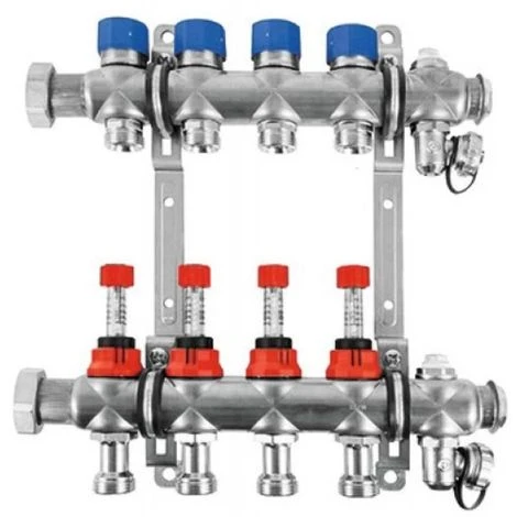Collecteur FBH Pour Chauffage Par Le Sol Euro-cône 4 Circuits 1 Collecteur FBH Pour Chauffage Par Le Sol Euro-cône 4 Circuits