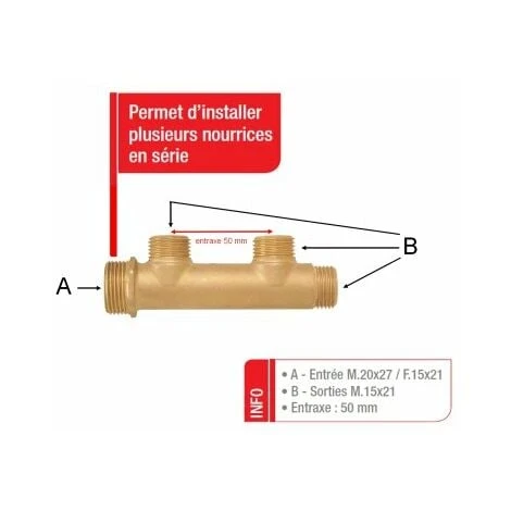 Nourrice Entrée Mâle 3/4 & Femelle 1/2 : 2 Sorties 1/2 - BOUTTÉ 2 Nourrice Entrée Mâle 3/4 & Femelle 1/2 : 2 Sorties 1/2 - BOUTTÉ – Image 2