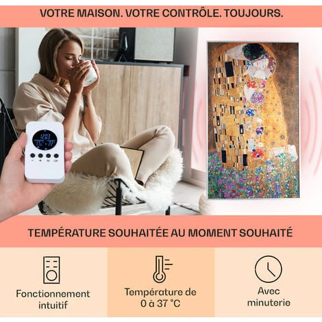 Wonderwall Air Art Kuss Radiateur Infrarouge 60 X 101 Cm 600 W Installation Murale 3 Wonderwall Air Art Kuss Radiateur Infrarouge 60 X 101 Cm 600 W Installation Murale – Image 3