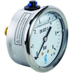 Manomètre Bain D'huile Inox - Raccord Axial 8x13 - Cadran Ø63mm 0 à 4bars