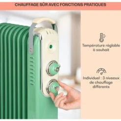 Thermaxx Retroheat Radiateur à Bain D'huile 2500 W Roulettes Vert -Atlantic Magasin 24062378 4