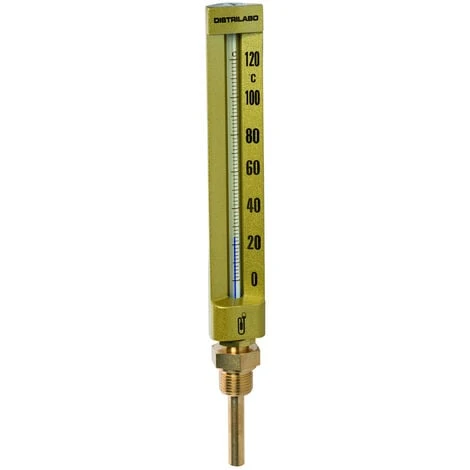 Thermomètre Industriel Droit - 15x21 - Grand Modèle 200mm Sonde Long 63mm - De 0 à 120°C 1 Thermomètre Industriel Droit - 15x21 - Grand Modèle 200mm Sonde Long 63mm - De 0 à 120°C