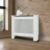 Cache-radiateur Couvercle Chauffage En MDF Motif Nid D'abeille 78x19x82 Cm Blanc