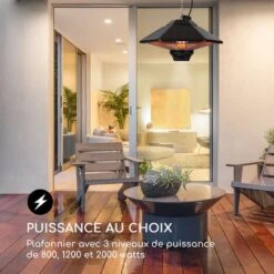 Blumfeldt Chauffage Electrique Suspendu à Infrarouge, Chauffage De Jardin 2000W, Chauffage Exterieur Terrasse En Fibre De Carbone à 3 Températures, IP34 Pour Veranda, Chauffage D'Appoint Econome -Atlantic Magasin 26293009 3