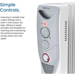 Radiateur à Bain D'huile 2500 W, 11 Colonnes - Chauffage électrique Portable, Minuterie Intégrée, 3 Réglages De Chaleur, Thermostat - Pro Breeze -Atlantic Magasin 26996921 5
