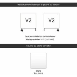 Sèche-serviette Mixte Blanc De 460mm De Haut Et 230mm De Large - 64 Watt - MIK460/230V2B -Atlantic Magasin 27177267 3