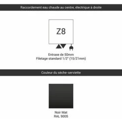 Sèche-serviette Mixte Noir De 820mm De Haut Et 440mm De Large - 278 Watt - TYT820/440Z8N -Atlantic Magasin 27179973 3