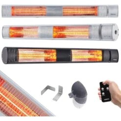 AREBOS Radiateur Infrarouge Extérieur Chauffage Radiant Terrasse Protection 3000W Avec Télécommande Intérieur Et Extérieur