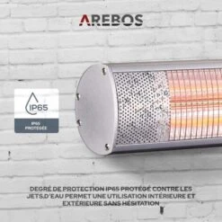 AREBOS Radiateur Infrarouge Extérieur Chauffage Radiant Terrasse Protection 3000W Avec Télécommande Intérieur Et Extérieur -Atlantic Magasin 27421309 4