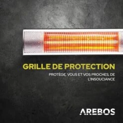 AREBOS Radiateur Infrarouge Extérieur Chauffage Radiant Terrasse Protection 3000W Avec Télécommande Intérieur Et Extérieur -Atlantic Magasin 27421309 5