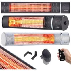 AREBOS Radiateur Infrarouge Chauffage Radiant Terrasse Incl Materiél De Montage 2000W Avec Télécommande
