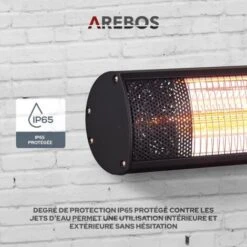 AREBOS Radiateur Infrarouge Chauffage Radiant Terrasse Incl Materiél De Montage 2000W Avec Télécommande -Atlantic Magasin 27421311 4