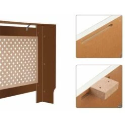 Conception Traditionnelle Simple Ventilée E1 Panneau MDF Motif Fleur De Prunier Couverture De Radiateur Blanc - M -Atlantic Magasin 27809677 4