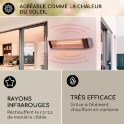 Klarstein Chauffage Electrique à Infrarouge, Chauffage De Jardin 2400W, Smart WiFi App, Minuterie, Affichage LED, Chauffage Exterieur Terrasse IP65 Pour Veranda, Chauffage D'Appoint Econome, Sans CO2 -Atlantic Magasin 28826561 4